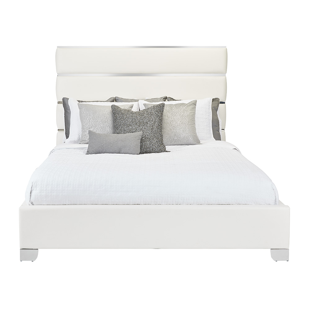 Hanne Bed: White Leatherette